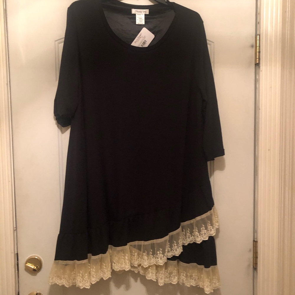 Asymmetrical Lace Trim Dress